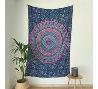 MOMOMUS Tapis/Drap/Tapisserie Murale Mandala - 100% Coton, Couleurs Vives, Style Oriental - Tenture Murale Mandala, Toile Murale et Tissu Mural Décoratif - Lilas, 135 x 210 cm