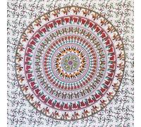 MOMOMUS Tapisserie Murale Mandala - Tissu, Tons Vifs, Style Oriental- Tenture Murale Mandala, Toile Murale et Tissu Mural- Blanc et Marron, 210x230 cm
