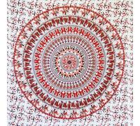 MOMOMUS Tapisserie Murale Mandala - Tissu, Tons Vifs, Style Oriental- Tenture Murale Mandala, Toile Murale et Tissu Mural- Blanc et Orange, 210x230 cm