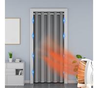 Momooda Rideau de Porte Magnétique Thermique Isolant Anti Froid et Chaleur, Rideaux de Porte Occultants Coulissante et Rideau Phonique Anti Bruit pour Porte, 1 Panneau, Gris Clair, 86x203cm