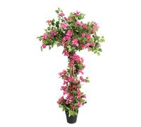 momoplant Bougainvillier artificiel dans un pot de ciment - Grand arbre rose avec fleurs pour porche, maison, bureau, extérieur, jardin décoratif (1 pièce)