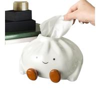 Momos Style Tissue Box Cover - Céramique Bun Design, Cute Ceramic Tissue Box Paper Towels Container for Dresser Dining Table Bedside Coffee Table Vanity | for Home Living Room Decoration
