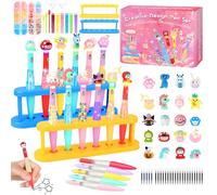 MOMOSTAR Atelier des Stylos Lumineux Creatif, LED Fabrique a Stylo avec 80 Accessoires, Kits de Loisirs Créatifs Fille 5 6 7 8 Ans, Activité Manuelle Enfant, Jouet Cadeau Anniversaire aux Garcon Fille