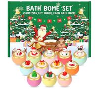 MOMOSTAR Boule de Bain Enfant, 12 Bombe de Bain avec Surprise, Boule de Bain de Noël, Calendrier de l'avent Noël 2025, Cadeaux pour 3 4 5 6 7 8 ans Garçons et Filles