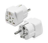 Momowin 2 Pcs Adaptateur Prise Universelle, Adaptateur Prise USA ou UK vers France, Adaptateur Prise Suisse vers France, Adaptateur de Prise Européenne（Blanc）