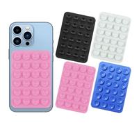 Momowin 4 Pack Ventouse TéLéPhone Portable, Support Silicone Ventouse TéLéPhone, Ventouse Coque Murale, Adsorbable Mur, Verre, Bureau (Noir + Blanc + Bleu + Rose)