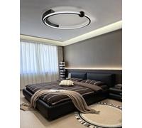 MOMOYY Plafonnier Led À Intensité Variable Pour Chambre À Coucher Luminaire Moderne Et Rond Pour Salon Avec Télécommande Plafonnier De 50 Cm Adapté Aux Salles À Manger Couloirs Et Cuisines (Noir)