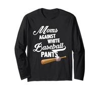 Moms Against White Baseball Pants - Baseball Season Mom Manche Longue