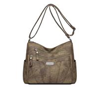 Mom's Must Have Sac à bandoulière en cuir souple léger et polyvalent pour un usage quotidien et les voyages Sac à main à poches multiples, marron, One Size
