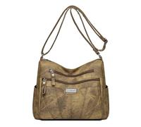 Mom's Must Have Sac à bandoulière en cuir souple léger et polyvalent pour un usage quotidien et les voyages Sac à main à poches multiples, jaune, One Size