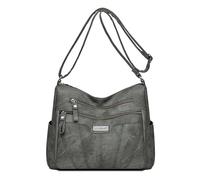 Mom's Must Have Sac à bandoulière en cuir souple léger et polyvalent pour un usage quotidien et les voyages Sac à main à poches multiples, gris, One Size