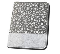 Mom's Organiseur « Prairie de fleurs » pour carnet de maternité et carnet de nuit, gris (couleurmotif au choix) | Housse (A5) en feutre avec fermeture éclair comme couverture de carnet de santé et