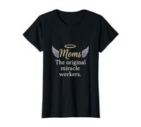 Moms the Original Miracle Workers Gold Angel Typographie T-Shirt