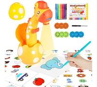 MOMSIV Projecteur de Drawing pour Enfants, éducatif Portable Trace and Draw Projector Painting Toy Playset with Colorful 72 Patins, 12 marqueurs et Un Livre d'art pour Les garçons et Filles, Jaunes