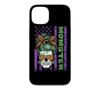 Momster America Flag Skull Mom Leopard Monster Halloween Coque pour iPhone 13
