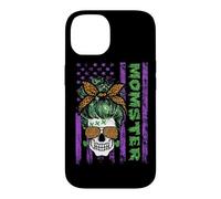 Momster America Flag Skull Mom Leopard Monster Halloween Coque pour iPhone 14