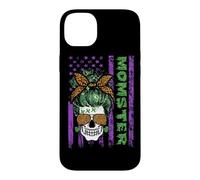 Momster America Flag Skull Mom Leopard Monster Halloween Coque pour iPhone 14 Plus