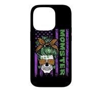 Momster America Flag Skull Mom Leopard Monster Halloween Coque pour iPhone 14 Pro