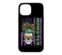 Momster America Flag Skull Mom Leopard Monster Halloween Coque pour iPhone 15