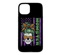 Momster America Flag Skull Mom Leopard Monster Halloween Coque pour iPhone 15 Plus