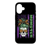 Momster America Flag Skull Mom Leopard Monster Halloween Coque pour iPhone 16