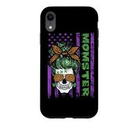 Momster America Flag Skull Mom Leopard Monster Halloween Coque pour iPhone XR