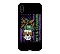 Momster America Flag Skull Mom Leopard Monster Halloween Coque pour iPhone XS Max