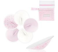 MOMUSE Coussinet Allaitement Organiques RéUtilisables, Paquet de 6, Tissu Ultra Doux & Absorption Rapide, Respirant, Lavable, Coussinets D'Allaitement Essentiel, Forme de Bonnet Invisible