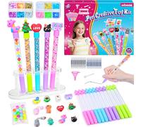 MOMUSE Fabrique a Stylo 50 Accessoires, Atelier des Stylos Personnalisé, Kit Loisir Creatif Enfant, Idée Cadeau Fille 6 Ans, Activité Manuelle Enfants 6-12 Ans, Cadeau Anniversaire Fille Garcon