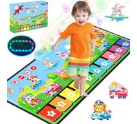 MOMUSE Tapis Musical 1 an avec 80 Sons, Grand Piano Enfant avec 10 Animaux et 10 Voitures, Lumière Douce, Réglage du Volume à 10+ Niveaux, Jouet Bebe 1 an Cadeau Garçons Filles 1 2 3 Ans (110cm*45cm)