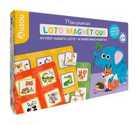 Auzou Jeu de loto Mon 1er Loto Magnétique Coffret 5 planches, 30 jetons aimantés, sac en toile