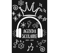 Mon Agenda Scolaire 2025 2026 Noir: Planificateur semainier | Format A5 | De Septembre à Juillet | Primaire, college, Lycée | Pour Fille et Garcon