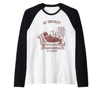 Mon âme sœur est Une Amoureuse de Livres de Lecture de Chats de bibliothèque Manche Raglan