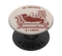 Mon âme sœur est Une Amoureuse de Livres de Lecture de Chats de bibliothèque PopSockets PopGrip Adhésif