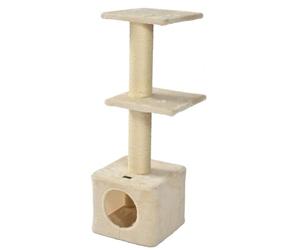 MON AMI LUKI - Arbre à Chat 3 Niveaux avec Niche, 2 Plateforme et 1 Refuge - Ecru - 30x30x89CM