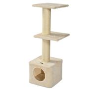 MON AMI LUKI - Arbre à Chat 3 Niveaux avec Niche, 2 Plateforme et 1 Refuge - Ecru - Chat - 30x30x89cm