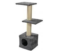 Mon ami Luki - Arbre à chat 3 niveaux avec niche 2 plateforme et 1 refuge - GRIS ANTHRACITE - 30x30x89cm