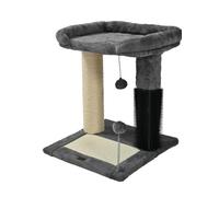 MON AMI LUKI - Arbre à Chat Grande Plateforme avec Jouet, griffoir et grattoir - Gris Anthracite - Chat - 30x30x89cm
