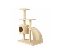 MON AMI LUKI - Arbre à Chat griffoir avec Refuge et 2 Plateformes - Ecru - Chat - 30x30x89cm