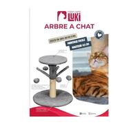 MON AMI LUKI - Arbre A Chat Plateau avec 4 Pompon - 40X40X43CM - Anthracite - Chat - 40x40x43CM