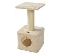MON AMI LUKI - Arbre à Chat Plateforme, Niche & griffoir - Ecru - Chat - 30x30x59cm