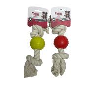 MON AMI LUKI - Jouet Caoutchouc Balle et Corde - Collection Les costauds - Le Plus Pratique - Rouge - Chien - 25X5CM