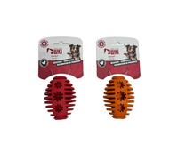 MON AMI LUKI - Jouet Caoutchouc dist. Recompense Balle Ovale - Collection Les costauds - Rouge - Chien - 7CM