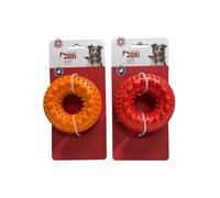 MON AMI LUKI - Jouet Caoutchouc Distributeur de recomense Forme Cercle - Collection Les costauds - Rouge - Chien - 10CM