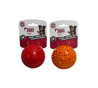 MON AMI LUKI - Jouet en Caoutchouc Distributeur de récompense en Forme de Balle - Collection Les costauds - Rouge - Chien - 7CM