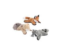 MON AMI LUKI - Jouet Peluche Forme Renard ou écureuil ou Raton Laveur - Gris - Chien - 26CM