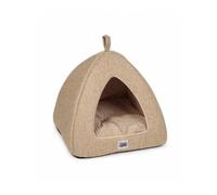 Mon ami Luki - Refuge antidérapant - bi-matière Doux - Chat & Petit Chien - Beige - 40X40X35CM
