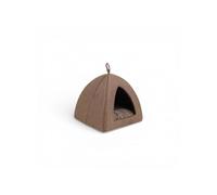 Mon ami Luki - Refuge antidérapant - bi-matière Doux - Chat & Petit Chien - Marron - 40X40X35CM