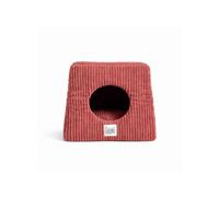 Mon ami Luki - Refuge Forme Cube antidérapant Velours cotelé - Rouge - Chien et Chat - 38x38x38CM