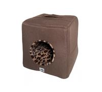 Mon ami Luki - Refuge LÉOPARD niche cube zippée - chat et petit chien - LEOPARD-MARRON - 40X40X40CM